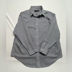 Lauren Ralph Lauren Men's Adult Sz 18 34/35 Button‎ Shirt Long Sleeve Striped